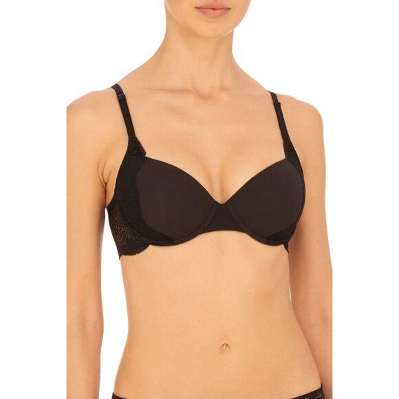 🆕NATORI Lush Demi Contour Underwire T-Shirt Bra 36C Black #711309 - Picture 2 of 11